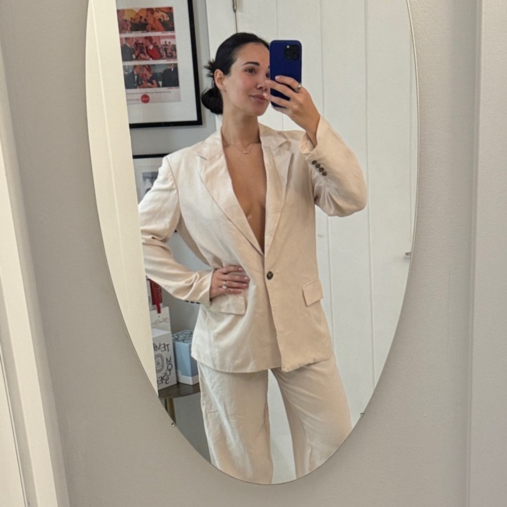 Wilfred Bone Pant Suit Linen Aritzia